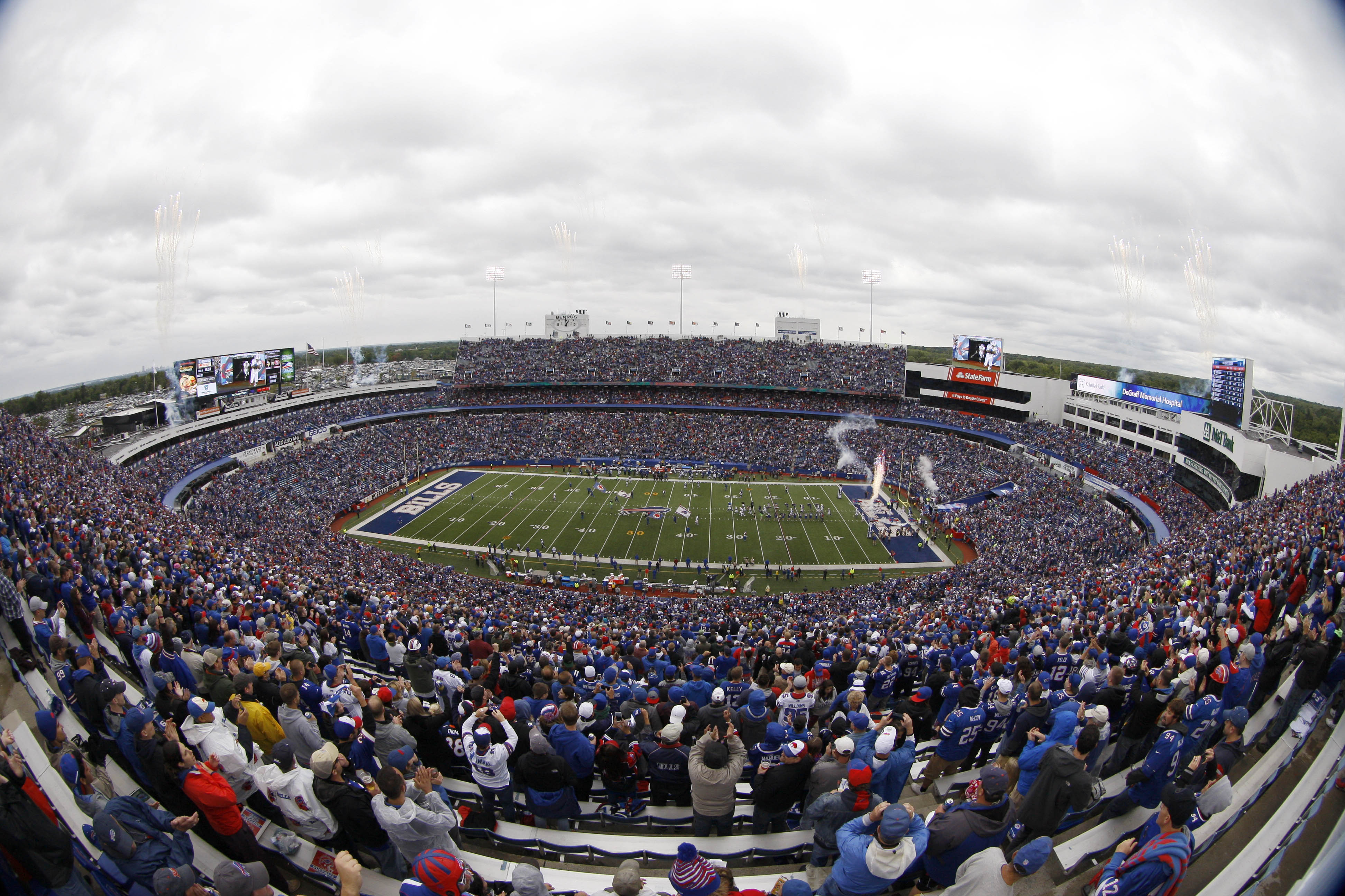 A general view outside the stadium before the game between