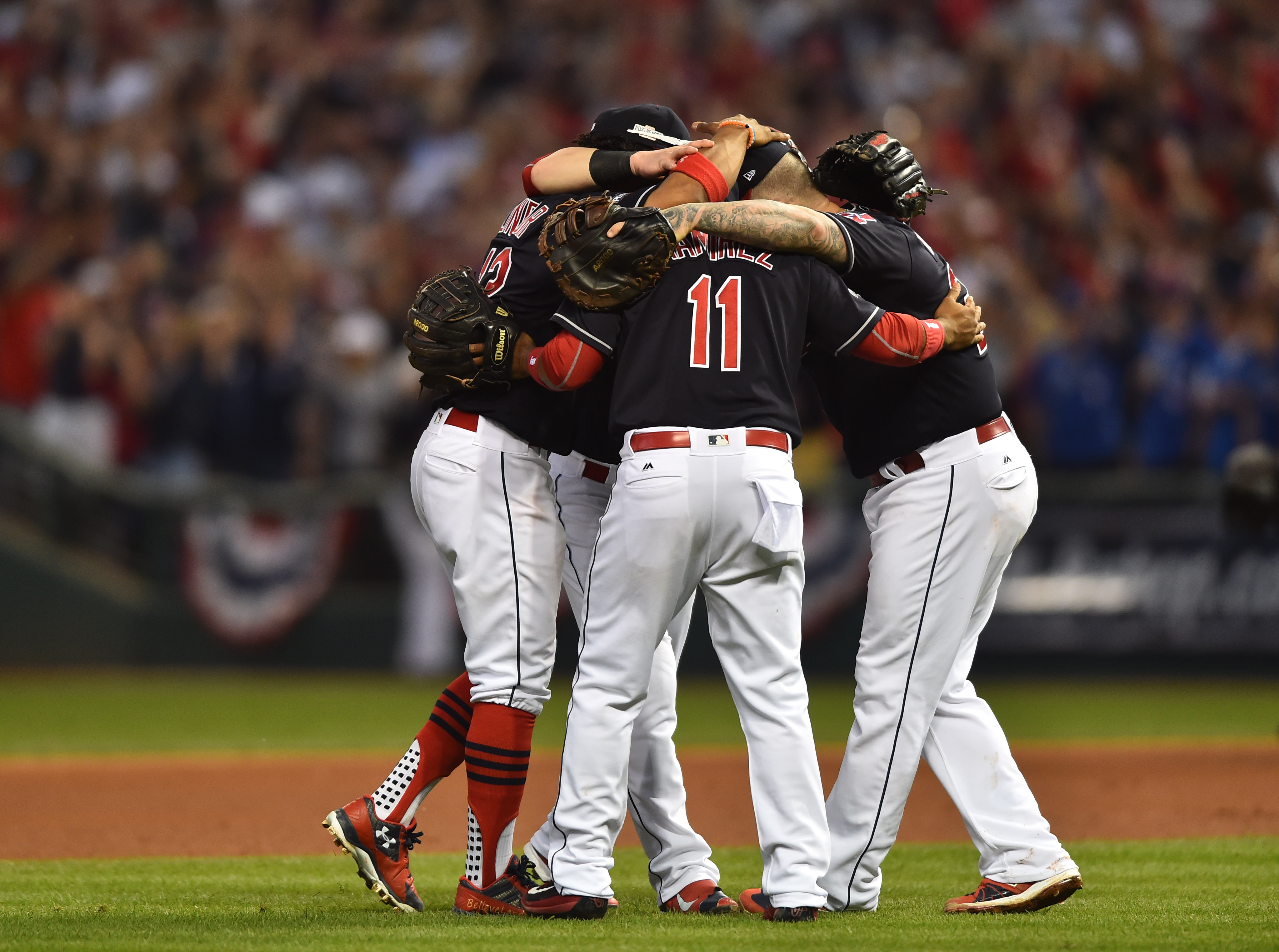 OCT 15, 2016: Cleveland Indians celebrate after the game against